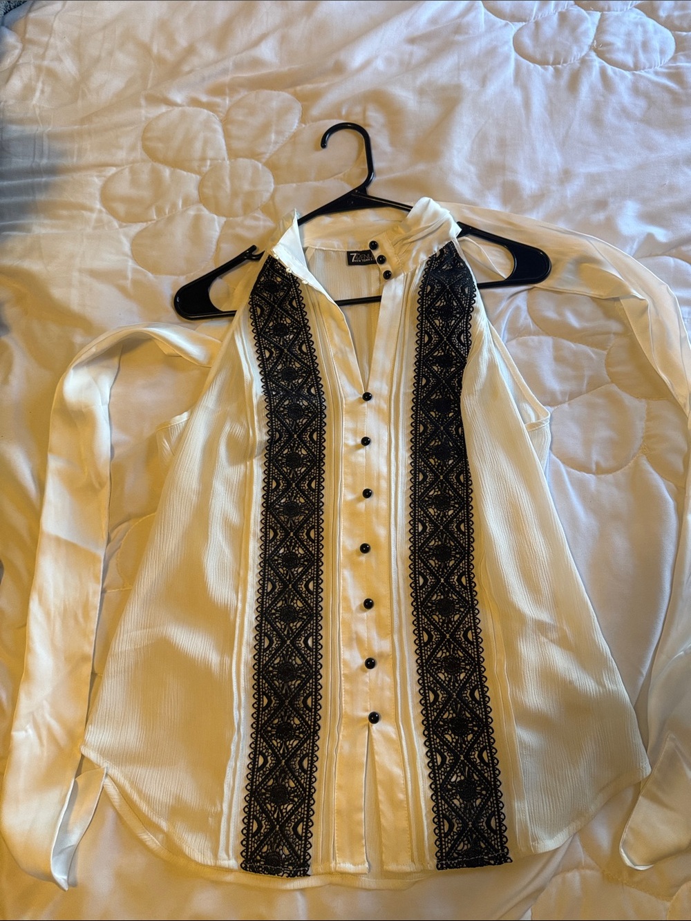 Zara White Sleeveless Blouse with Black Embroidered Panels